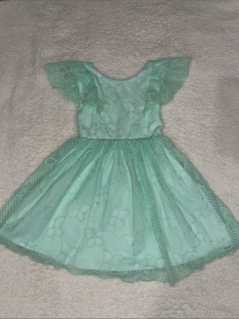 Little Sleepies Mint Green Lace Flutter Sleeve Dress